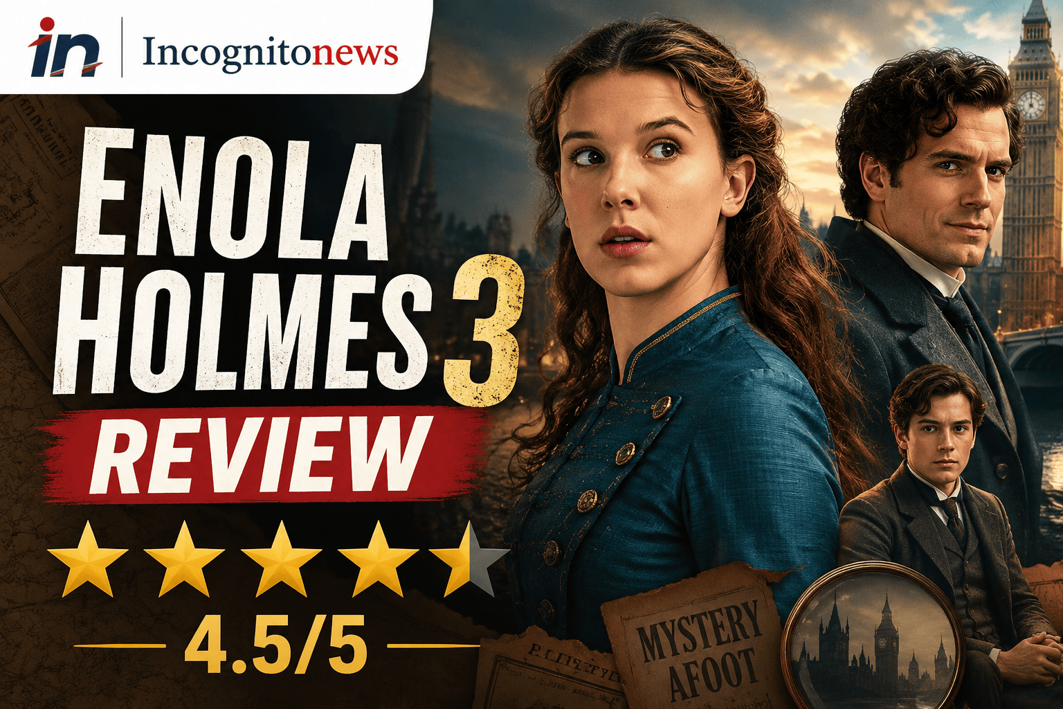 enola holmes 3 review netflix movie millie bobby brown louis partridge